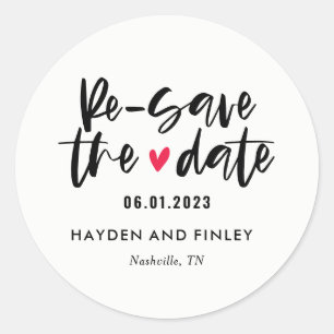 Hart EDITABLE KLEUR laden de datum terug Ronde Sticker