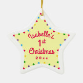 Hart Eerste Kerstcadeau voor eerste baby Keramisch Ornament (Achterkant)