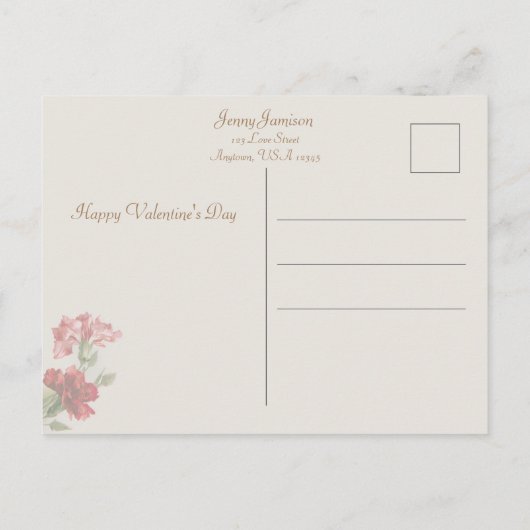 hart en anjers Valentijn Briefkaart (Achterkant)