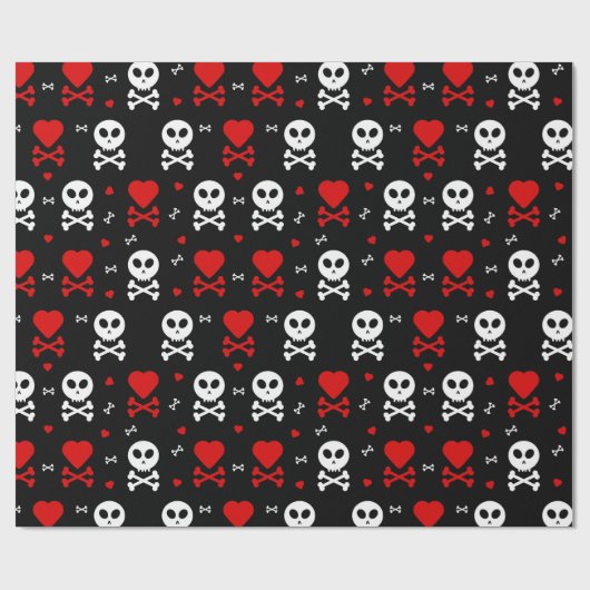 Hart en beenderen van de schedel cadeaupapier (Vlak)