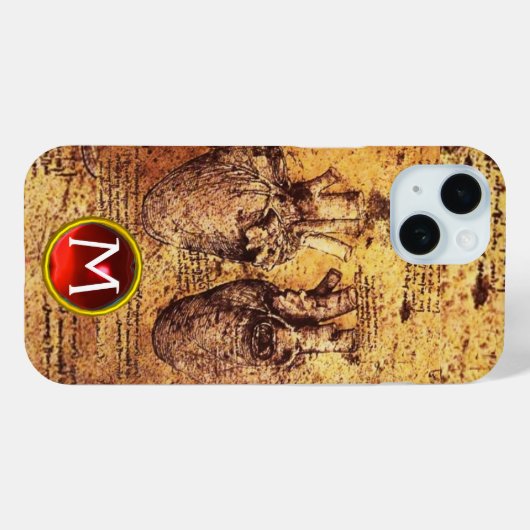 Hart en bloedvaten, perkamentmonogram Case-Mate iPhone case (Achterkant (horizontaal))