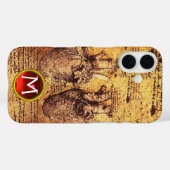 Hart en bloedvaten, perkamentmonogram Case-Mate iPhone case (Achterkant (horizontaal))