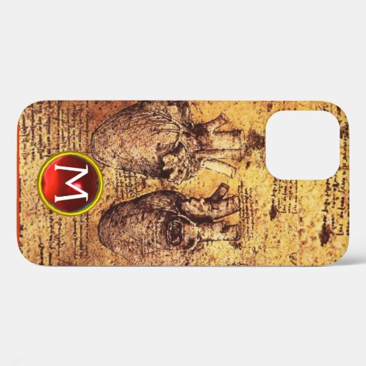 Hart en bloedvaten, perkamentmonogram Case-Mate iPhone case (Achterkant (horizontaal))