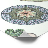 Hart en bloemen doodle art print, groot poster (Hoek)