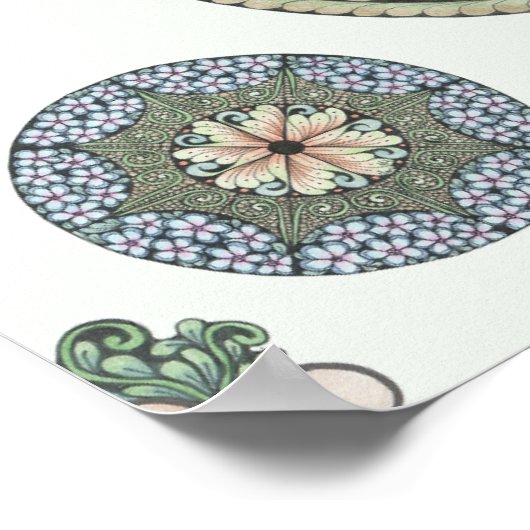 Hart en bloemen doodle art print, groot poster (Hoek)