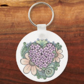 Hart en bloemen doodle kunst sleutelhanger. sleutelhanger (Voorkant)