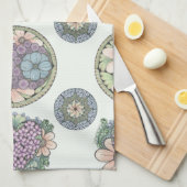 Hart en bloemen doodle kunst theedoek (Quarter Fold)