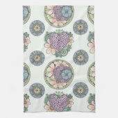 Hart en bloemen doodle kunst theedoek (Verticaal)