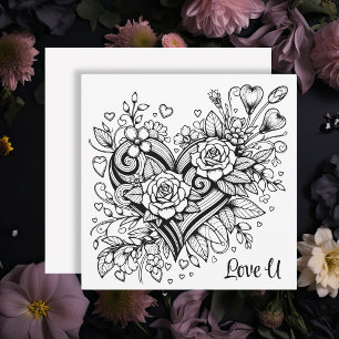 hart en bloemen houden van je kleurplaat