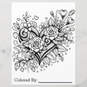  hart en bloemen | kleurplaat (Voorkant)