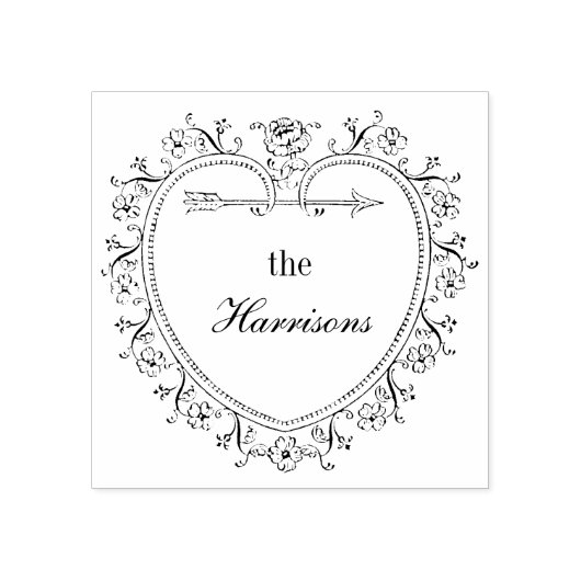  hart en bloemen Personaliseer Rubber Stamp Rubberstempel (Afrduk)