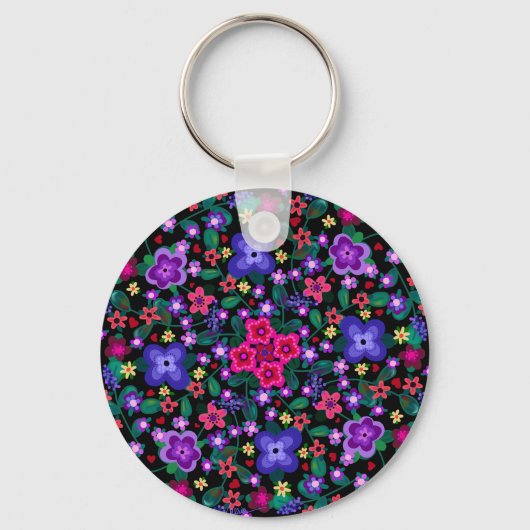 Hart en bloemen Twee Design Boho Beauful Sleutelhanger (Voorkant)