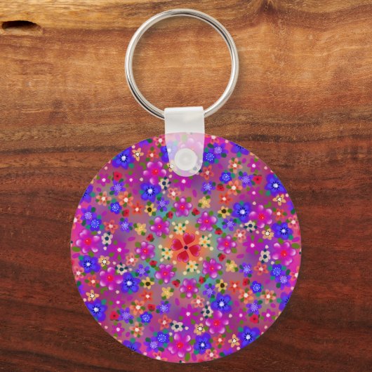 Hart en bloemen Twee Design Boho Beauful Sleutelhanger (Achterkant)