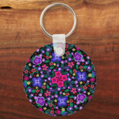 Hart en bloemen Twee Design Boho Beauful Sleutelhanger (Voorkant)