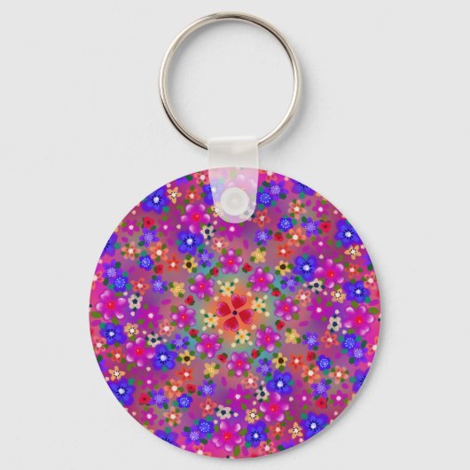 Hart en bloemen Twee Design Boho Beauful Sleutelhanger (Achterkant)