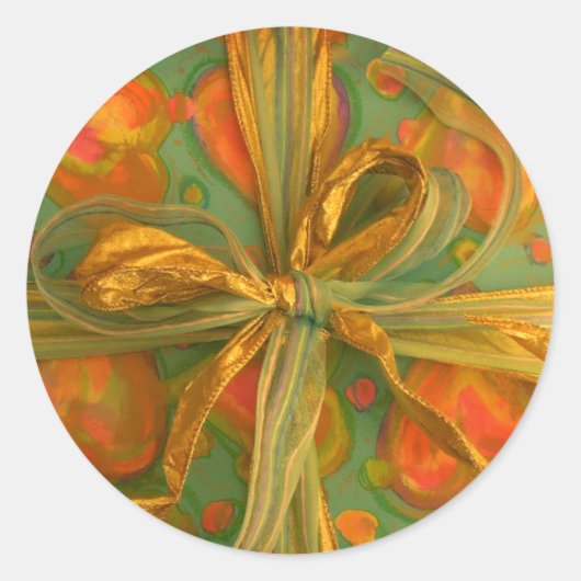 Hart en boog rood groen cadeau wrap sticker (Voorkant)