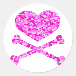 hart en botten stadskammer roze ronde sticker