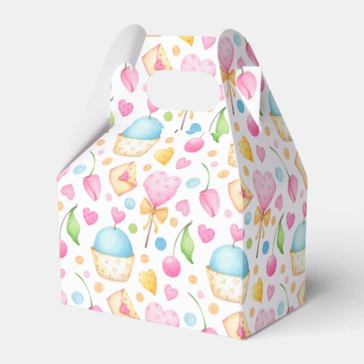 Hart- en Cupcakes heerlijk Waterverf patroon Bedankdoosjes (Achterkant)