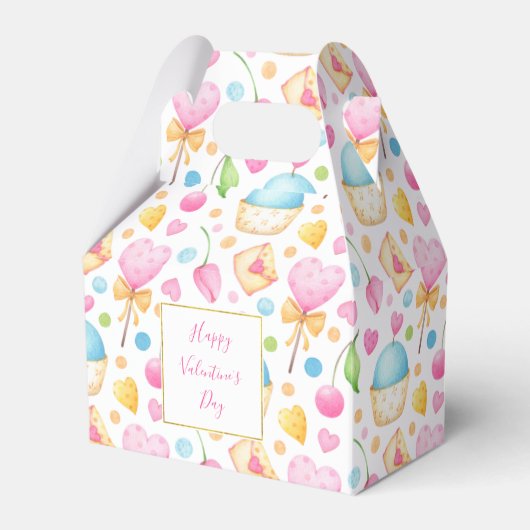 Hart- en Cupcakes heerlijk Waterverf patroon Bedankdoosjes (Voorkant Zijde)