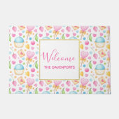 Hart- en Cupcakes heerlijk Waterverf patroon Deurmat (Voorkant)
