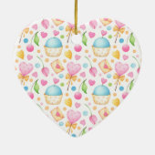 Hart- en Cupcakes heerlijk Waterverf patroon Keramisch Ornament (Achterkant)