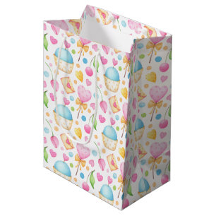 Hart- en Cupcakes heerlijk Waterverf patroon Medium Cadeauzakje