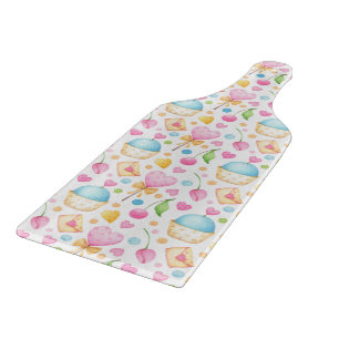 Hart- en Cupcakes heerlijk Waterverf patroon Snijplank