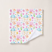 Hart- en cupcakes Waterverf-patroon Bad Handdoek (Wasdoekje)