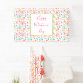 Hart- en cupcakes Waterverf-patroon Spandoek (Insitu)