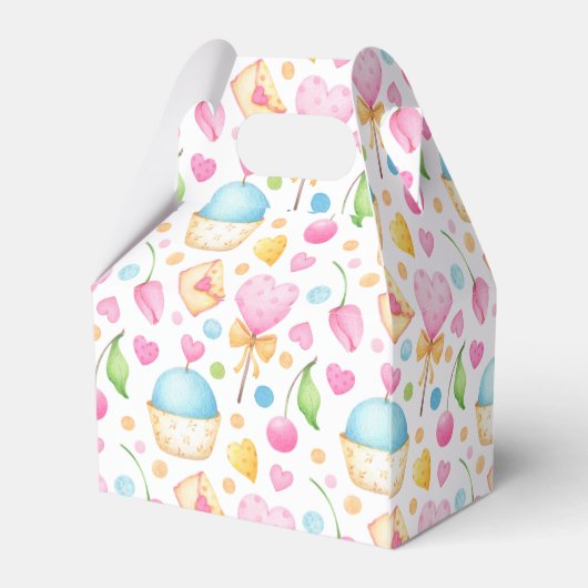 Hart- en Cupcakes Waterverf Pattern Birthday Bedankdoosjes (Achterkant)