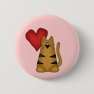 Hart en de de Gestreepte T-shirts en Giften van de Ronde Button 5,7 Cm