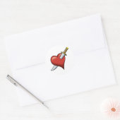 Hart en dolk ronde sticker (Envelop)