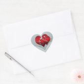 Hart en duiken in zilver en rood hart sticker (Envelop)