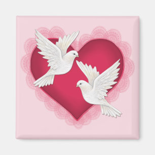 Hart en duven - Roze Magneet
