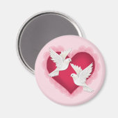 Hart en duven - Roze Magneet (Voorkant / Achterkant)
