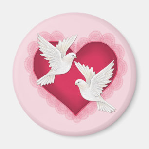Hart en duven - Roze Magneet