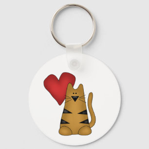Hart en Gestreepte Kat Tshirts en Geschenken Sleutelhanger