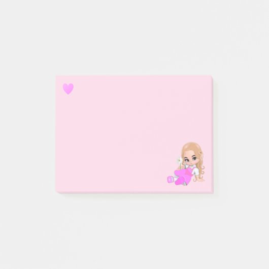 Hart en griep met Daisy op lichtroze Post-it® Notes (Voorkant)