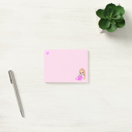 Hart en griep met Daisy op lichtroze Post-it® Notes (Kantoor)