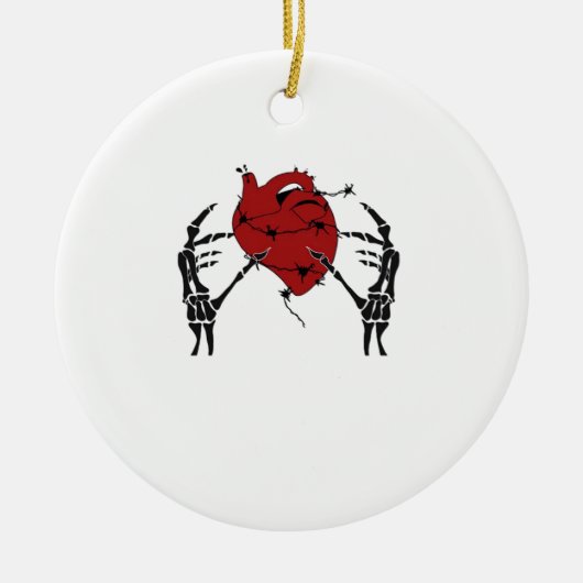 Hart en handen - Skelet Hart Handen Keramisch Ornament (Voorkant)