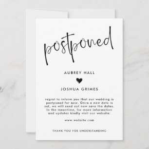 Hart en handschrift Uitgestelde bruiloft Kaart