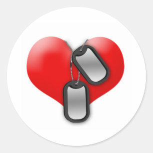Hart- en hondentags ronde sticker