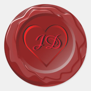 Hart en Initialen Wax Seal Label Sticker