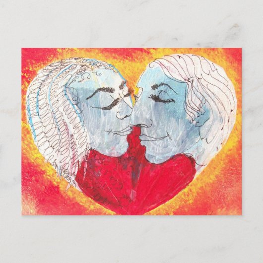 hart en kus briefkaart (Voorkant)