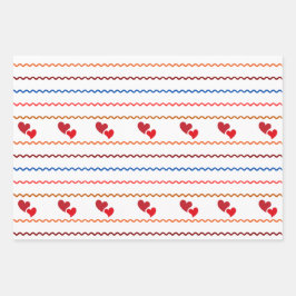 Hart en Lijnen Verpakking Papier Flat Sheet Set va Inpakpapier Vel