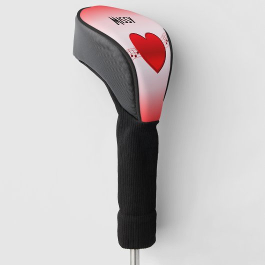 Hart en muziek golfheadcover (Schuin)
