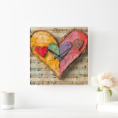 Hart en muziek vierkante klok (Huis)