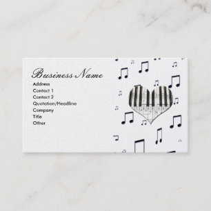 Hart en Muzieknoten Piano-toetsenbord Visitekaartje