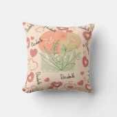 Hart en Naam  Patroon Bloemenkwekerij Kussen (Voorkant)