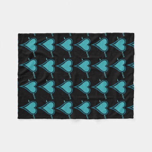 Hart en Pijl-Navy-Blauwgroen Fleece Deken (Voorkant (Horizontaal))